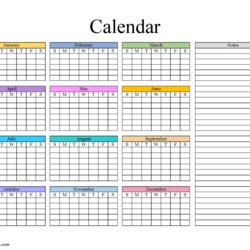 Magnificent Yearly Blank Calendar Microsoft Word Editable And Image Files