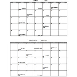 Terrific Free Sample Bill Calendar Templates In Template Payment