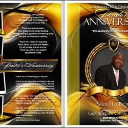 Free Pastor Anniversary Program Template Appreciation Sacrament Templates Example Gold Word Yellow Flyer