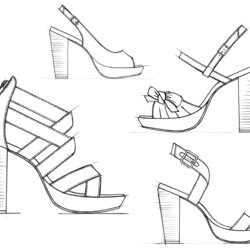 Champion Shoe Drawing Template At Free Download Shoes Sketches Heel High Footwear Sketch Heels Women Simple