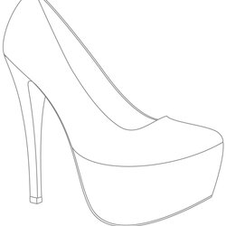 Cool Shoe Drawing Template At Free Download Shoes Heel High Outline Wedding Platform Templates Ladies Win If