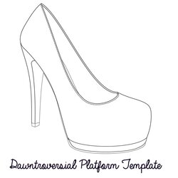 Eminent Platform Shoe Template Part Heel High Shoes Stencil Printable Drawing Card Heels Templates Paper Hill
