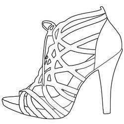 Superb High Heel Drawing Template At Free Download Shoe Coloring Pages Sandals Templates Sandal Drawings