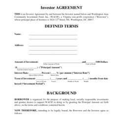 Swell Simple Investment Contract Template Free Printable Documents Agreement