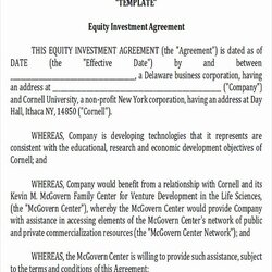Cool Business Investment Agreement Template Free Mania Equity Sample Agreements Investing
