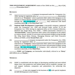 Perfect Free Investment Agreement Forms In Ms Word Sample Form