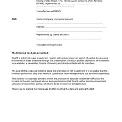 Preeminent Investment Agreement Template Free Printable Templates Contract