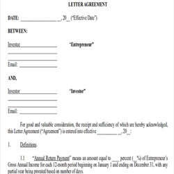 Superb Free Sample Investment Contract Agreement Templates In Ms Word Personal