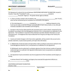 Matchless Printable Investment Agreement Templates Doc Width
