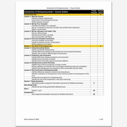 Sublime Course Outline Template Word Elegant Samples