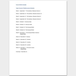Great Course Outline Template Samples For Word Format Sample