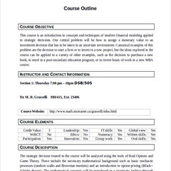 Free Sample Outline Templates In Ms Word Course Outlines Business