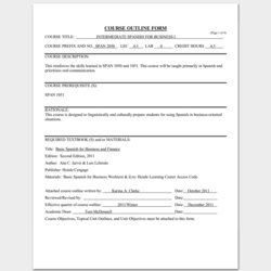 Course Outline Template Samples For Word Format Doc