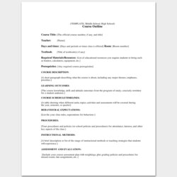 Peerless Course Outline Template Samples For Word Format Middle And High School
