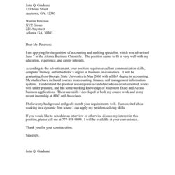 Superlative Sample Cover Letter In Word And Formats Graduate