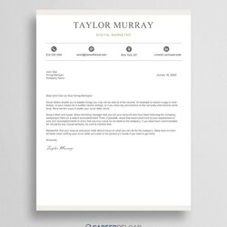 Admirable Cover Letter Template For Resume Instant Download Taylor