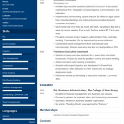 Cool Word Resume Templates With Free Download Executive Assistant