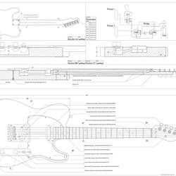 Fantastic Telecaster Template Blueprint Guitar Plan Electric Gibson Blueprints Paul Les Building Fender Bass