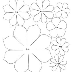 Wizard Printable Free Paper Flower Petal Templates Template Simple Highest Quality