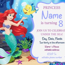 Super Little Mermaid Template For Invitation