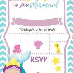 Perfect Mermaid Invitation Blank Template Sea Under Invitations Birthday Party Little Templates Layout Info