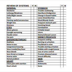 Free Review Of Systems Samples In Ms Word Basic Template Sample Templates