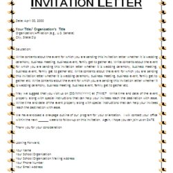Invitation Letter Template Free Business Templates Event Formal Letters Samples Wedding Visa Party Birthday