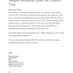 Superlative Best Invitation Letters For Visa General Letter