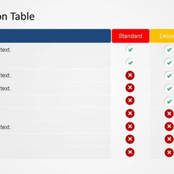 Free Comparison Chart Template Table Benchmark Templates Sample Presentation Stirring Simple Slide Tables