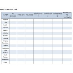 Spiffing Competitive Analysis Templates Great Examples Excel Word Competitor Template
