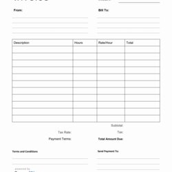 Excellent Blank Invoice Template In Printable