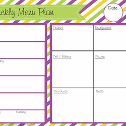 Preeminent Menu Printable Images Gallery Category Page Planner Blank Template Weekly Calendar Maker Monthly
