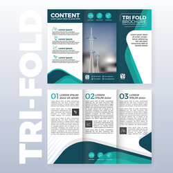 Preeminent Business Fold Brochure Template Design With Turquoise In Flyer Pamphlet Folded Publisher