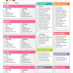 Brilliant Awesome Printable Packing Lists College Cruise Camping Etc List Template