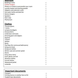Eminent Packing List Template Free Word Templates Checklist
