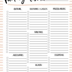 Superlative Free Printable Packing List Template Vacation Checklist Travel Lists Camping Trip Choose Board
