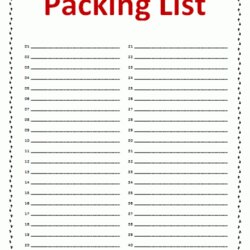 Admirable Free Packing List Template Word Excel Formats Sample Examples