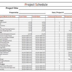 Project Schedule Template Examples For Excel Management