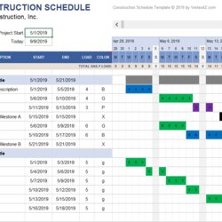 Capital Project Schedule Template Excel Templates Word Construction Work Daily Loading With