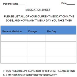 Sublime Medication Sheet Template Free Word Excel Documents Download List Templates Patient Administration