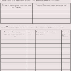 Medication Template Excel Templates Patient Sheet