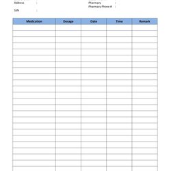Excellent Medication Log Template List Sheet Templates Medicine Printable Record Narcotic Medical Checklist
