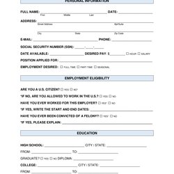 Out Of This World Blank Job Application Form Templates Samples Word Free Employment