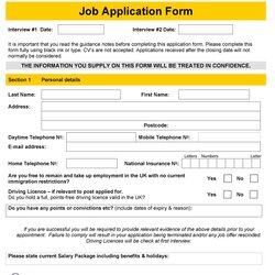 Smashing Free Employment Job Application Form Templates Printable Template