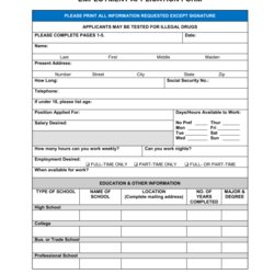 Admirable Free Printable Job Application Form Template Generic Employment Sample Format Applications Employee
