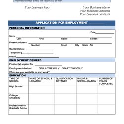 Outstanding Free Printable Job Application Form Net Employment Template