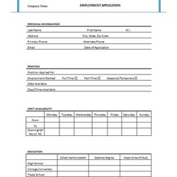 Supreme Free Printable Job Application Form Template Generic Retail Templates Food Fast Four Applicant Jobs