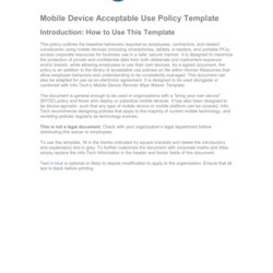 Marvelous Mobile Device Acceptable Use Policy Template