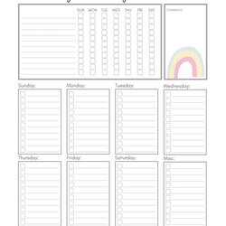 Matchless Self Weekly Daily Checklist Printable Template List Planner Kids Schedule Sold