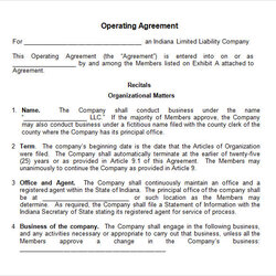 Sample Operating Agreement Templates To Download Template Word